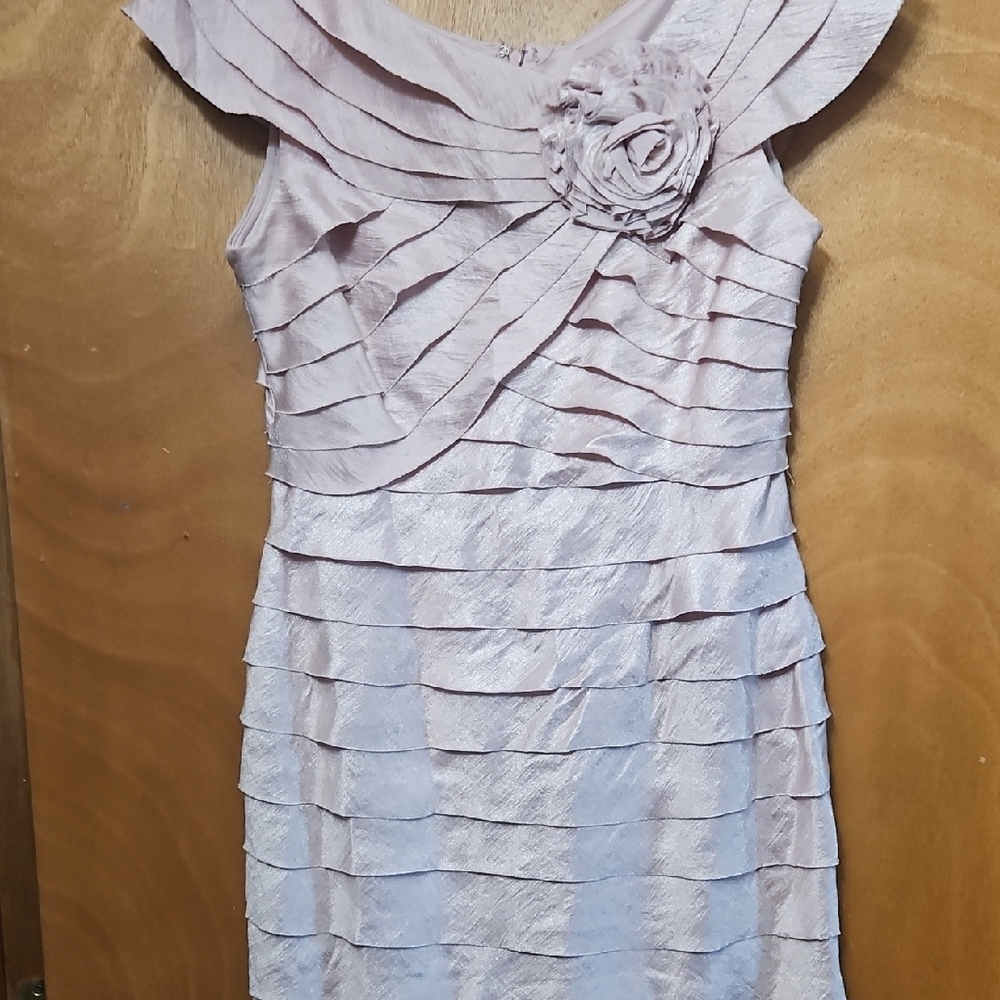 Gray Tiered Embellished Midi Dress with Flutter Cap Sleeves